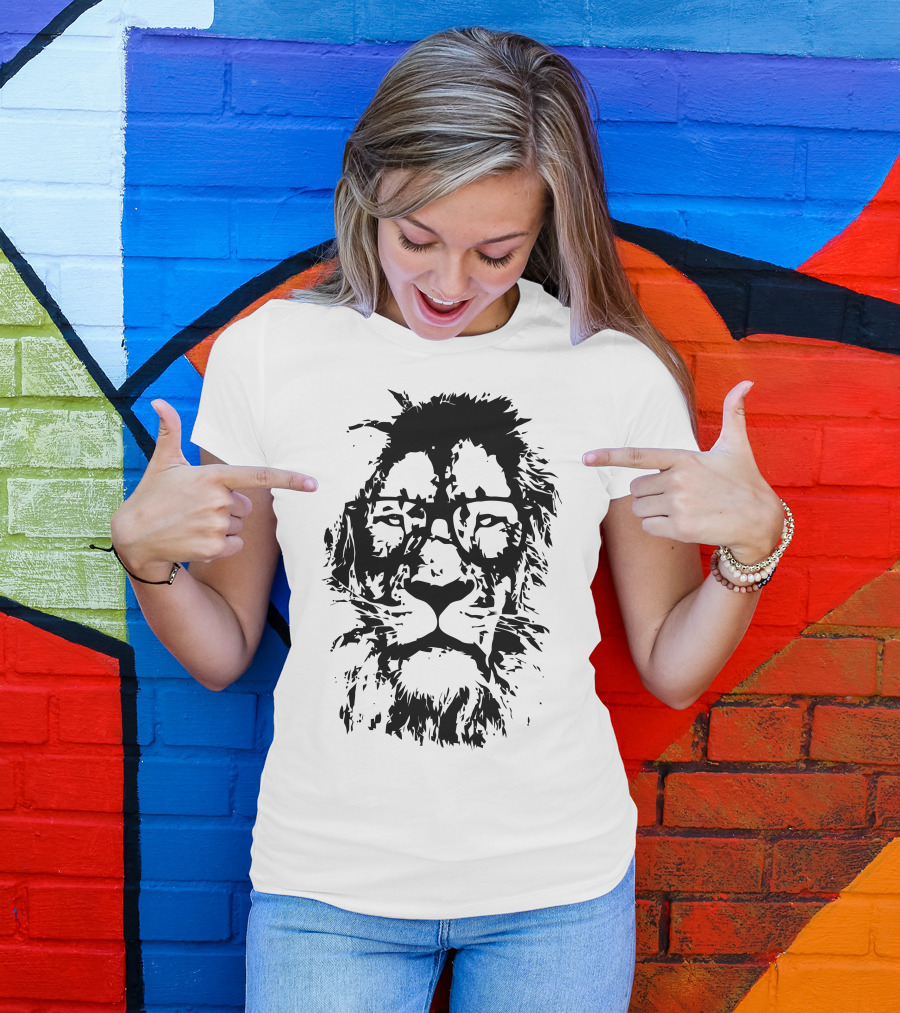 King Lion With Glasses In The Library T-Shirt