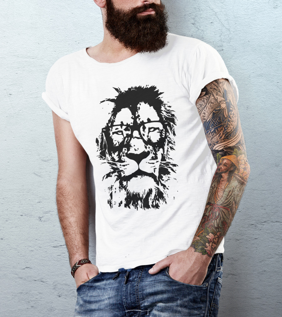 King Lion With Glasses In The Library T-Shirt
