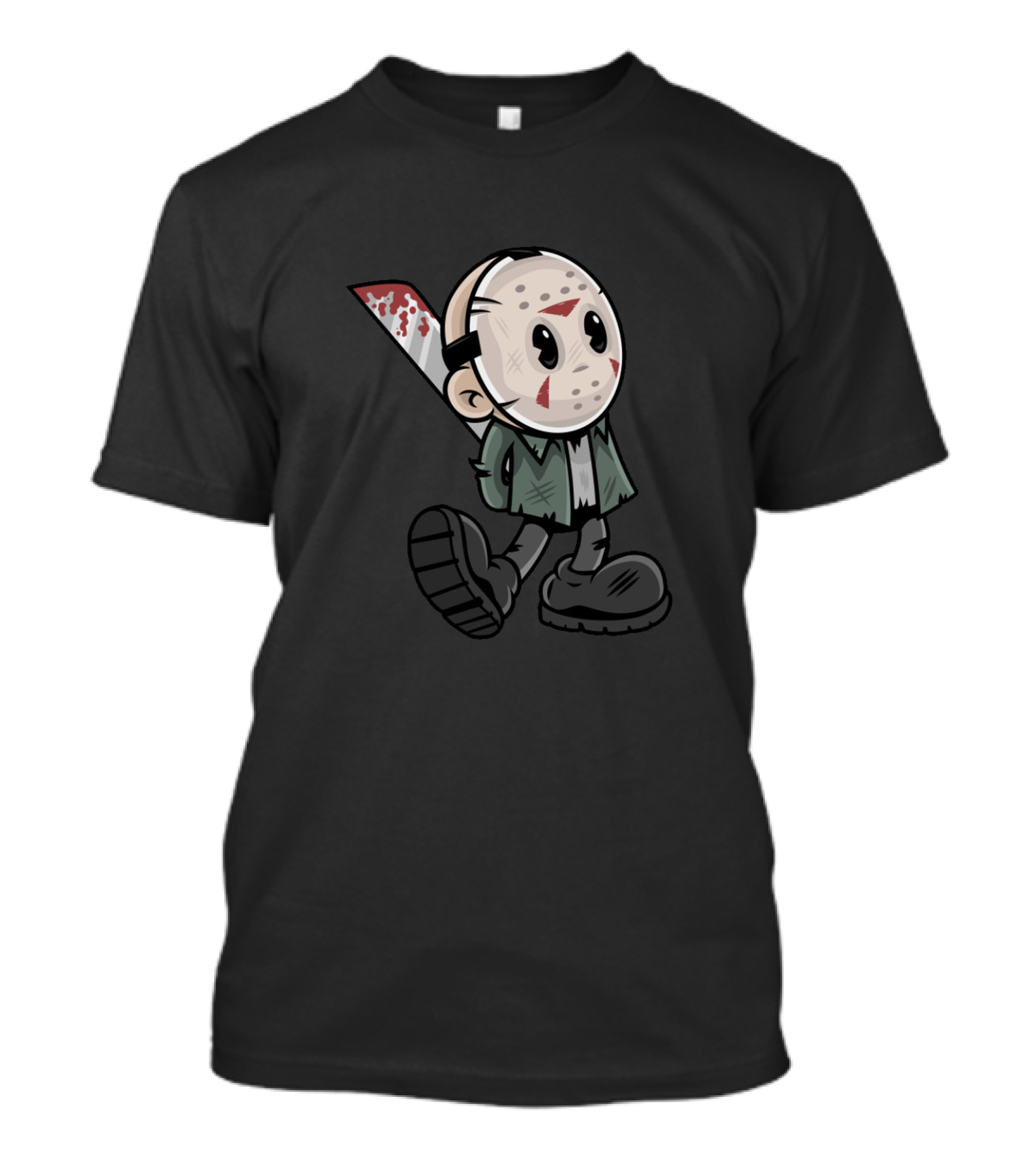 Vintage Voorhees Chibi Style Cartoon Jason Mask Bloody Machete T-Shirt