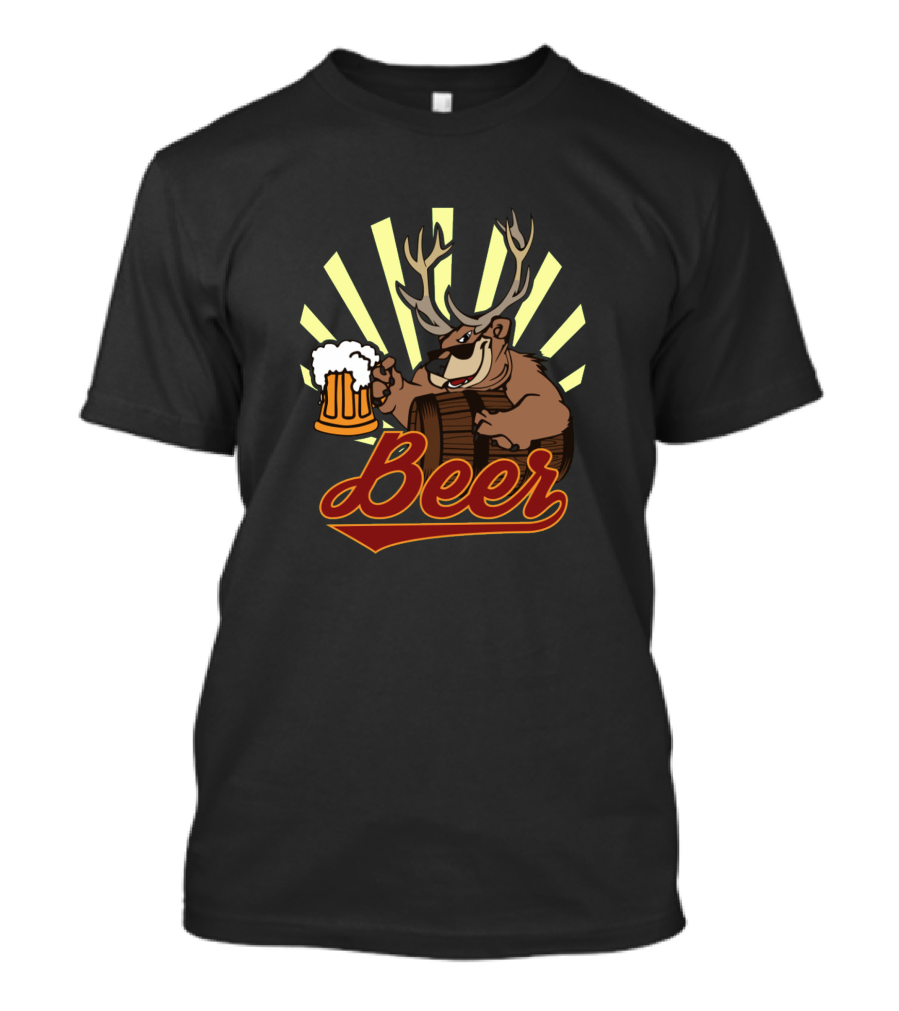 Bear With Antlers Holding Beer Mug Funny Oktoberfest Beer T-Shirt