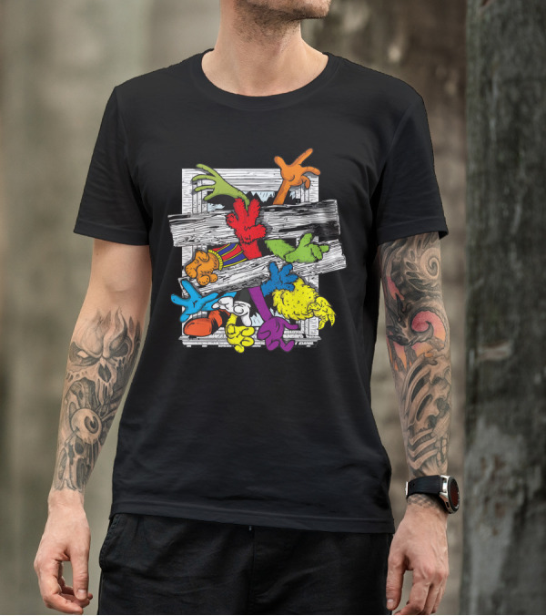 Cartoons Attack Colorful Hands Chaos T-Shirt