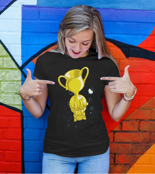 Catasstrophy Upside-Down Trophy With Cat Paw Prints T-Shirt