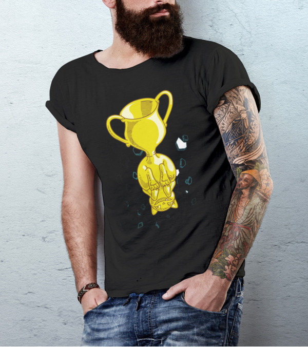 Catasstrophy Upside-Down Trophy With Cat Paw Prints T-Shirt