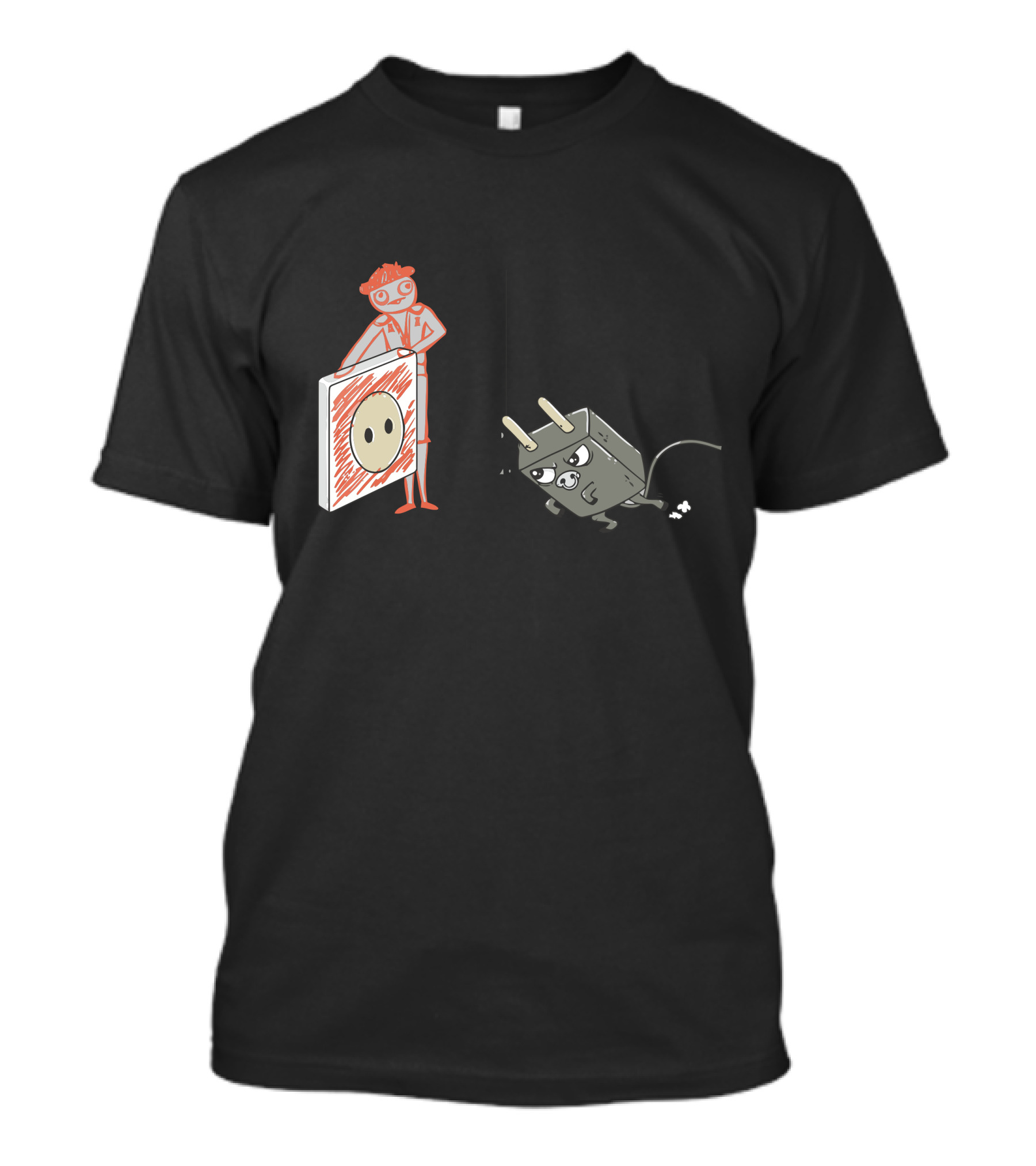 Charging Plug Pursuit By Stickman And Angry Electrical Outlet T-Shirt