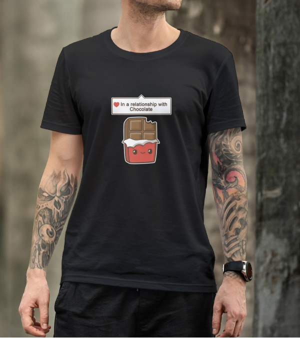 In A Relationship With Chocolate Heart Cute Block T-Shirt