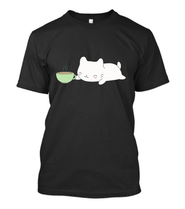 Coffee Cat Is Relaxing With Steaming Cup T-Shirt