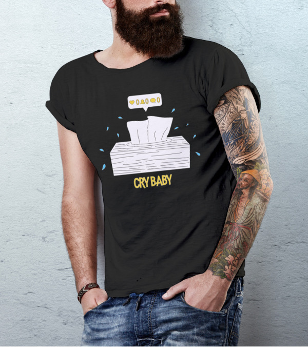Cry Baby Tissue Box With Social Media Reactions T-Shirt