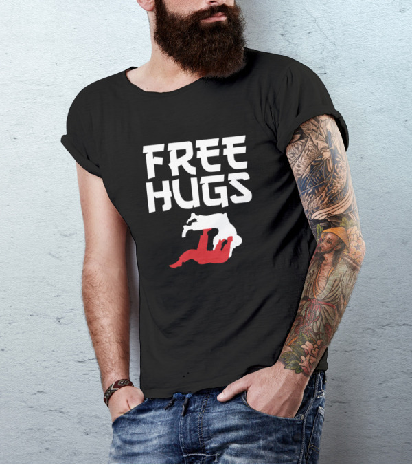 Free Hugs BJJ Jiu Jitsu Takedown Humor T-Shirt
