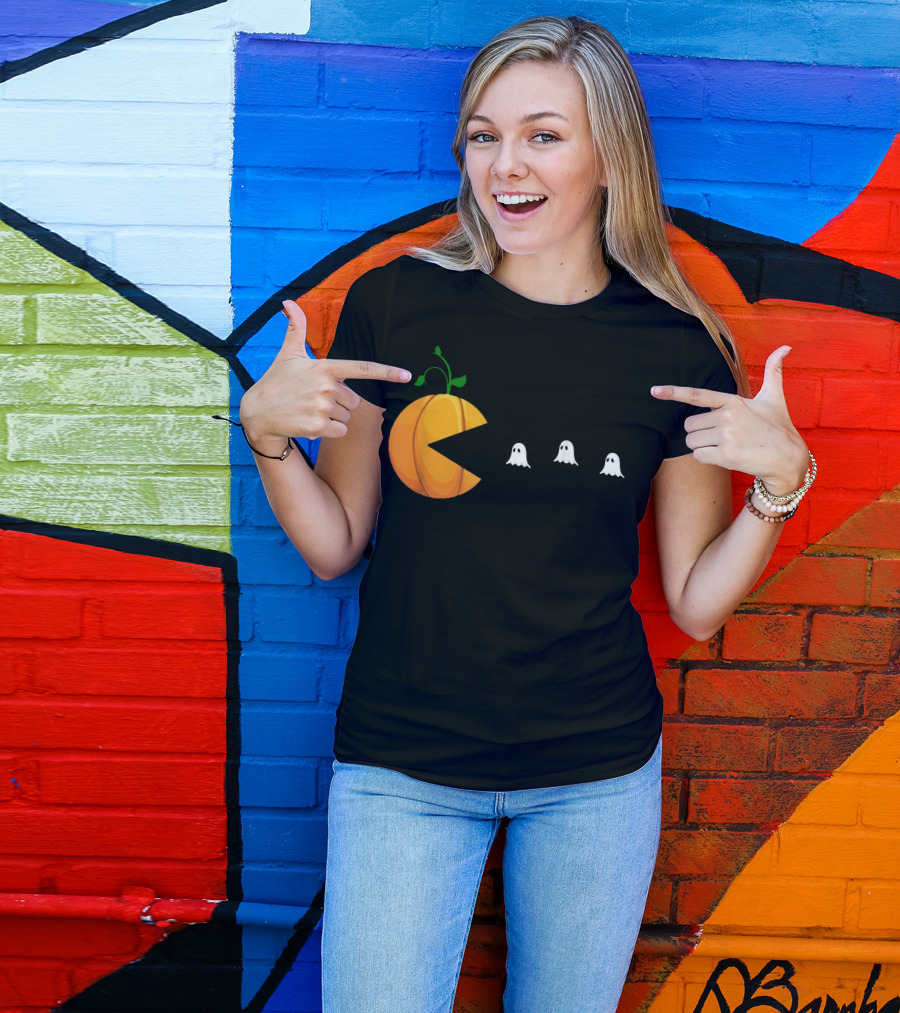 Halloween Pumpkin Pac-Man Ghosts T-Shirt
