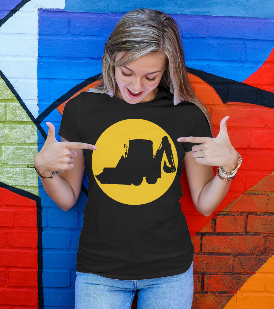 JCB Construction Equipment Backhoe Loader Icon Yellow Circle T-Shirt