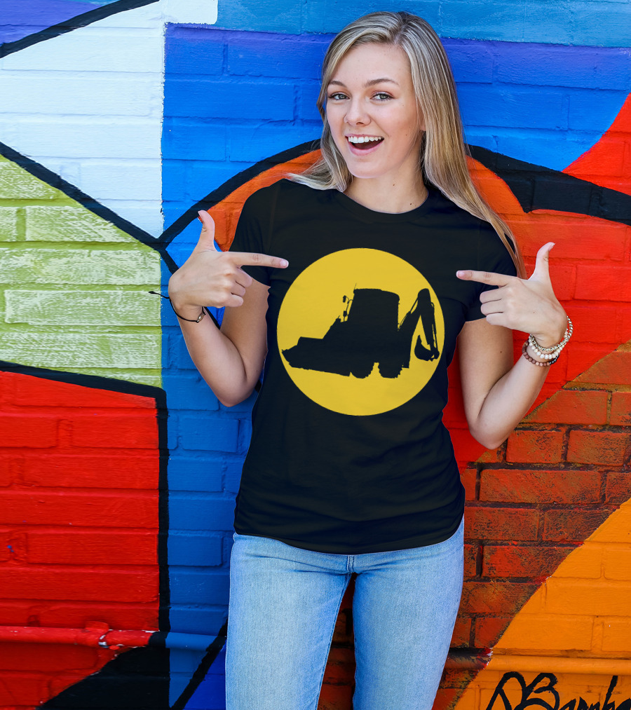 JCB Construction Equipment Backhoe Loader Icon Yellow Circle T-Shirt