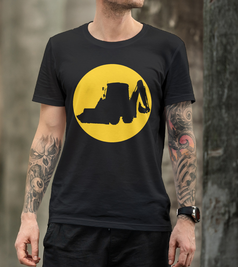 JCB Construction Equipment Backhoe Loader Icon Yellow Circle T-Shirt