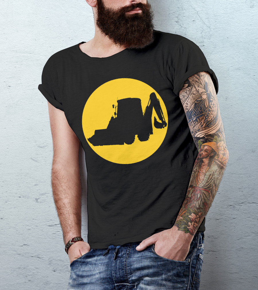 JCB Construction Equipment Backhoe Loader Icon Yellow Circle T-Shirt
