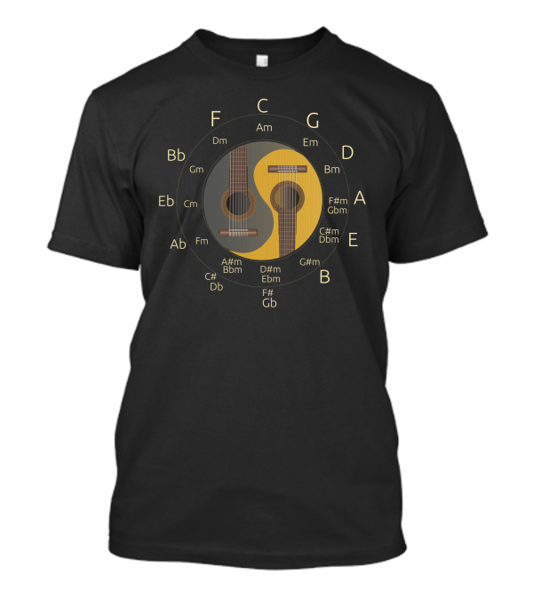 Love Playing Guitar Circle Of Fifths Yin Yang T-Shirt