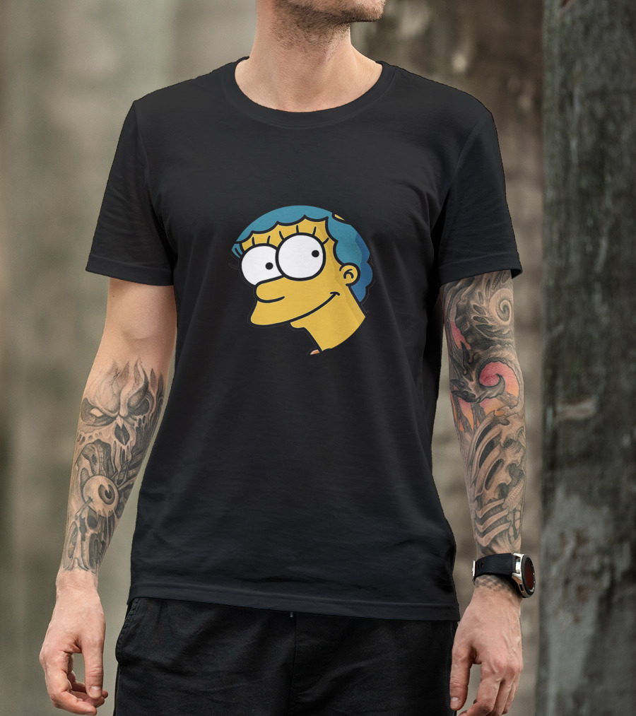 Meggie Blue-Haired Cartoon Character Head Close-Up T-Shirt