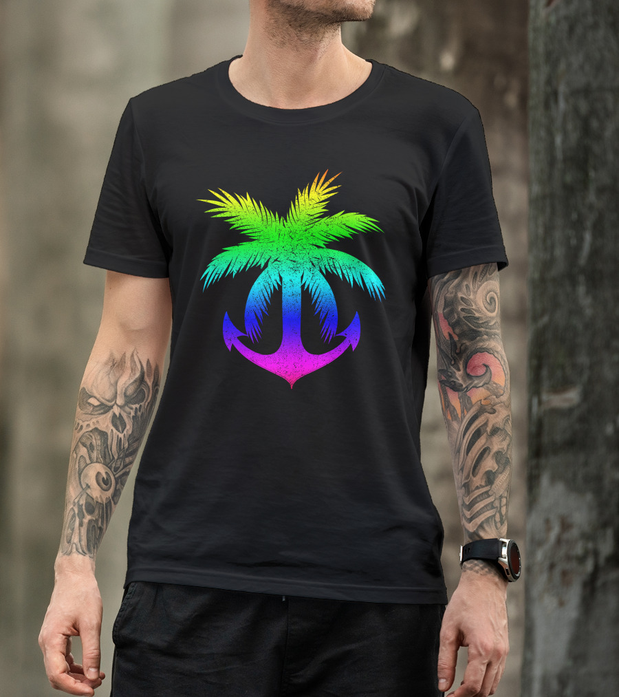 Palm Tree Rainbow Anchor T-Shirt
