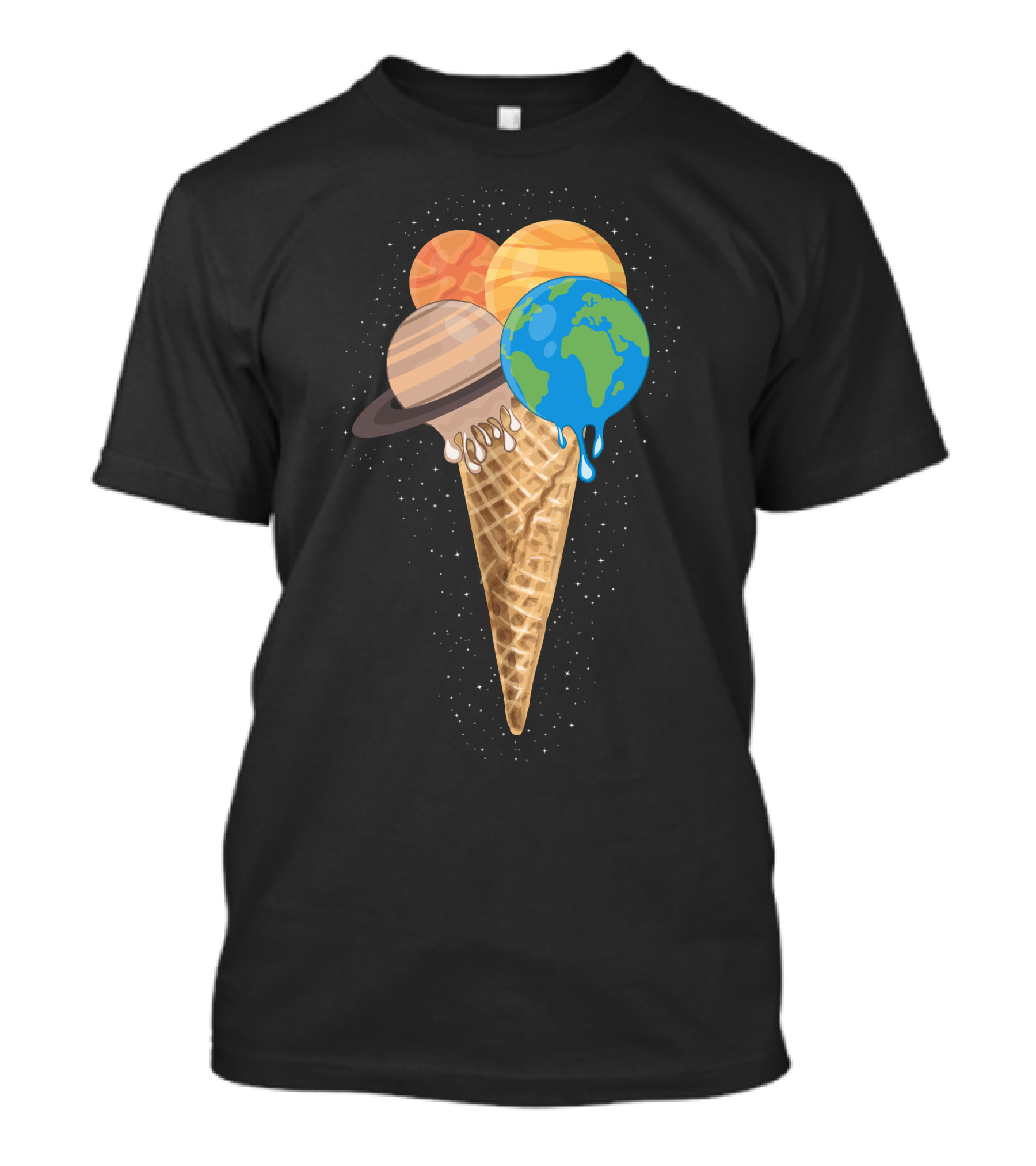 Planet Ice Cream Solar System Cones Jupiter Earth Saturn Venus Frozen Treats Space T-Shirt