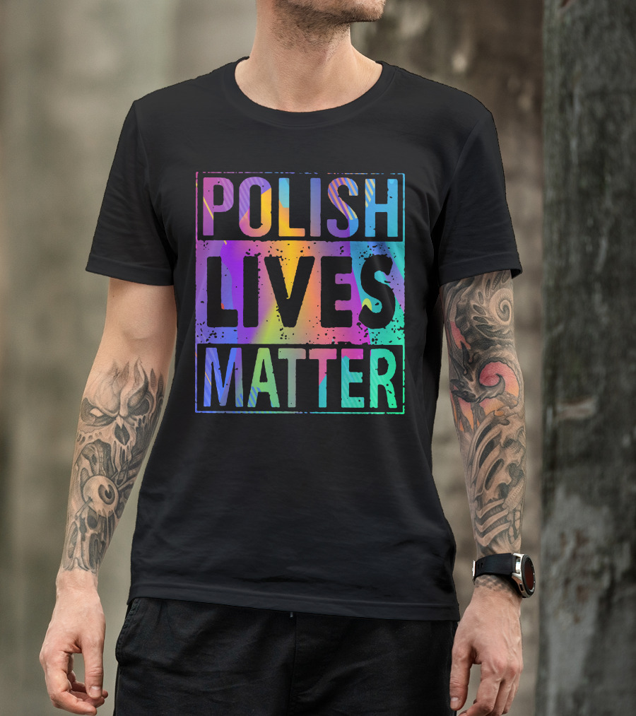 Polish Lives Matter Rainbow Gradient Text T-Shirt