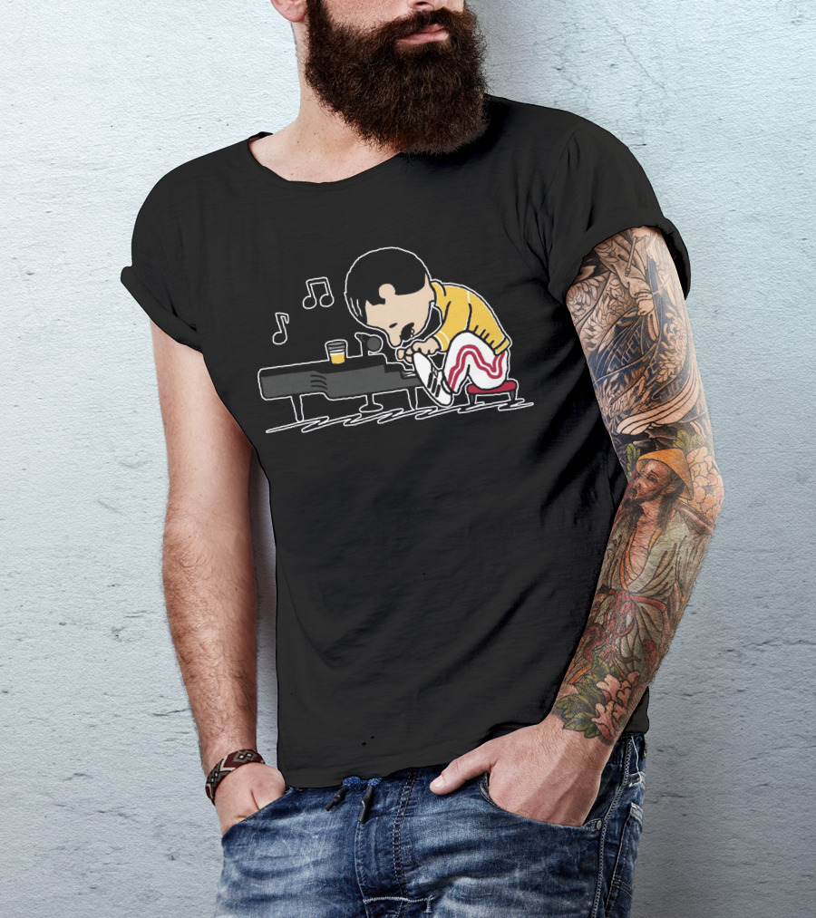 Queenuts Rock Piano Cartoon T-Shirt