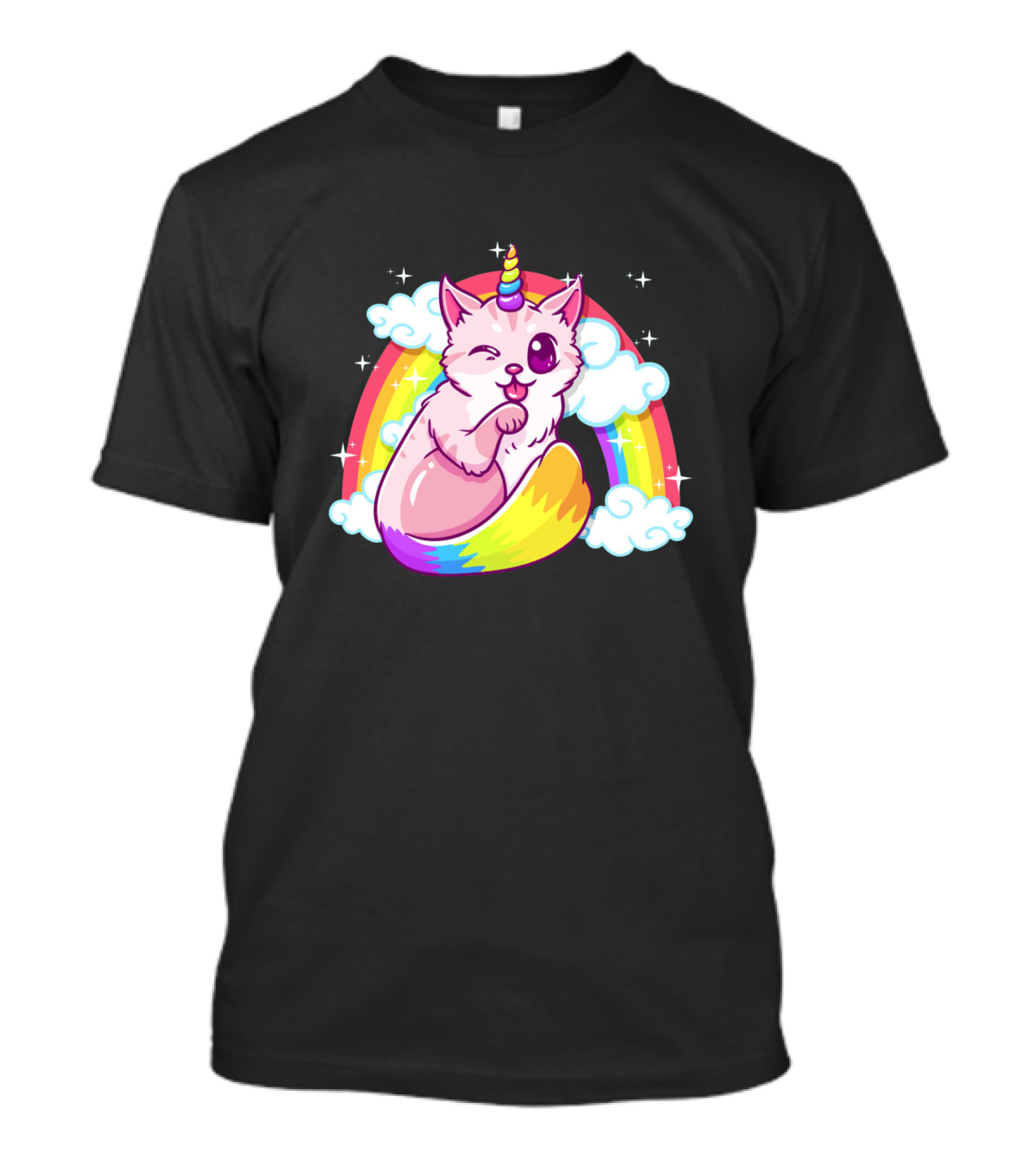 Majestic Meowgical Caticorn With Rainbow And Unicorn Horn T-Shirt