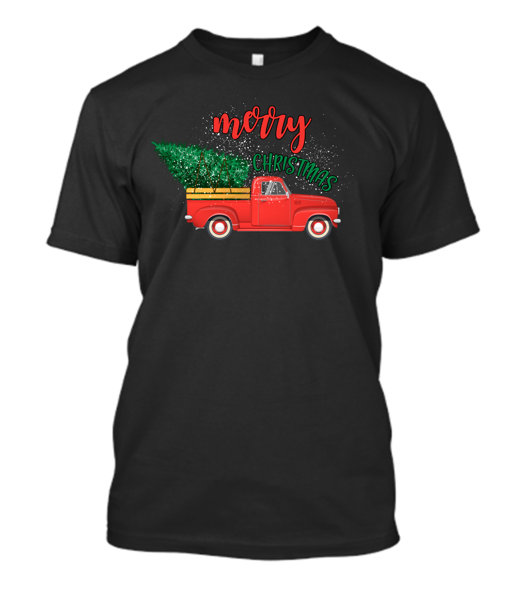 Merry Christmas Red Car With Christmas Tree T-Shirt