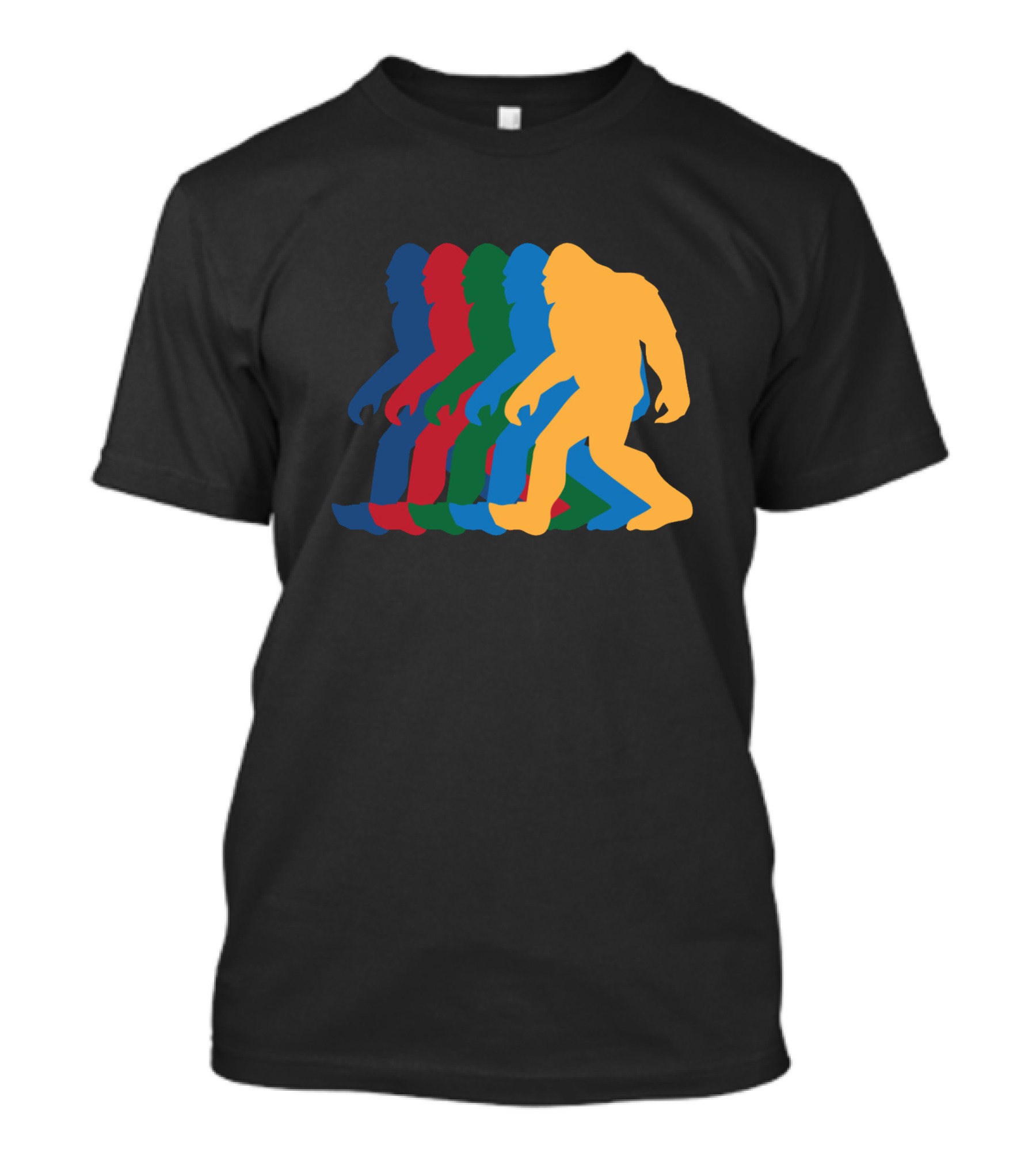 Retro Bigfoot Silhouette 70s Psychedelic Colors T-Shirt