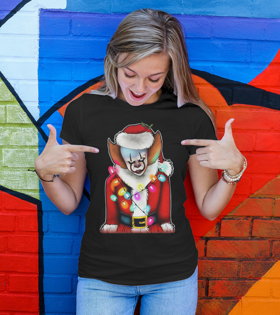 Santa Claus Pennywise Christmas Lights T-Shirt