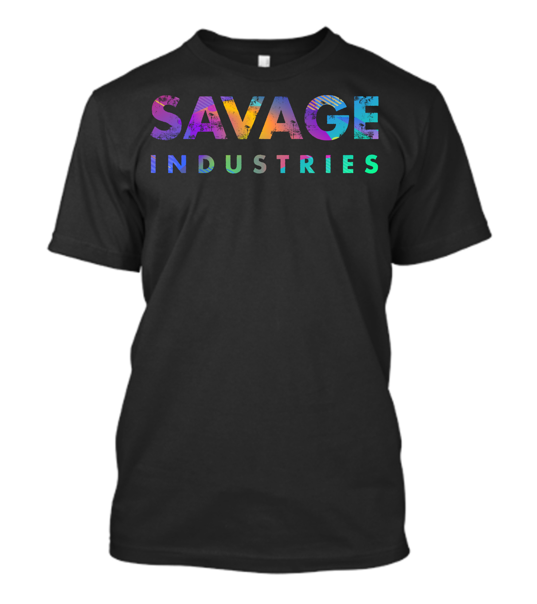 SAVAGE INDUSTRIES Colorful Distressed Rainbow T-Shirt