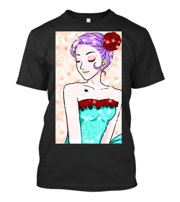 Sparkling Ballerina Star Tattoo Red Flower Purple Hair Mint Dress T-Shirt