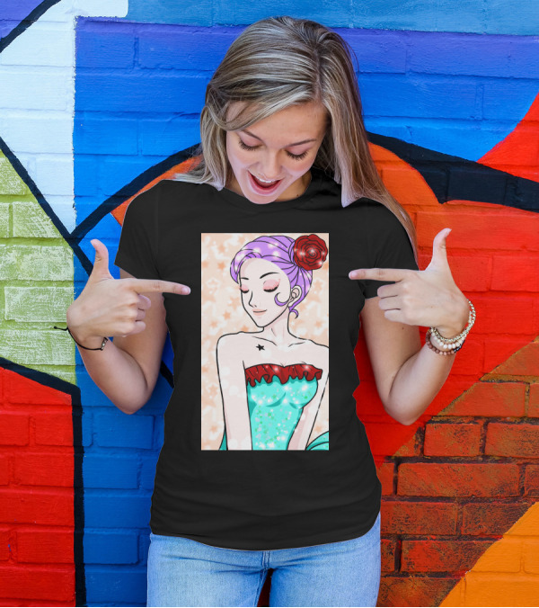 Sparkling Ballerina Star Tattoo Red Flower Purple Hair Mint Dress T-Shirt