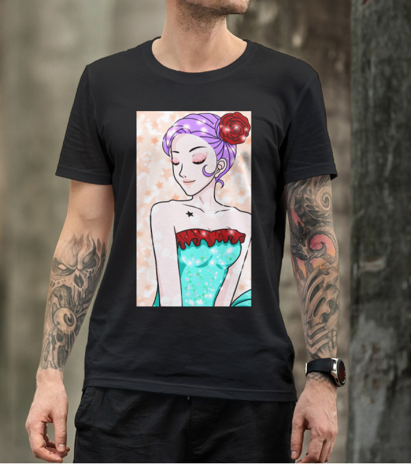 Sparkling Ballerina Star Tattoo Red Flower Purple Hair Mint Dress T-Shirt