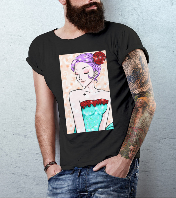 Sparkling Ballerina Star Tattoo Red Flower Purple Hair Mint Dress T-Shirt