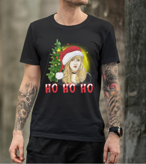 Stevie Nicks Ho Ho Ho Santa Christmas Tree T-Shirt