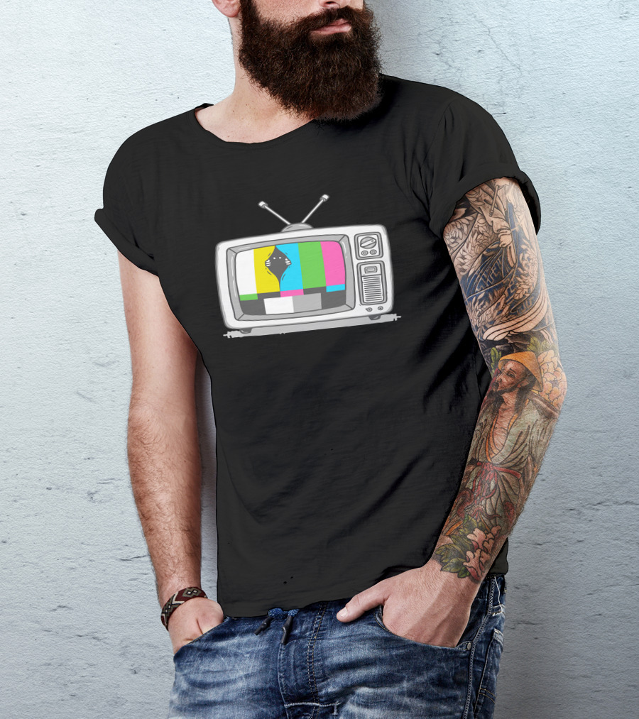 Vintage TV Screen Color Bars With Black And White Graphics T-Shirt