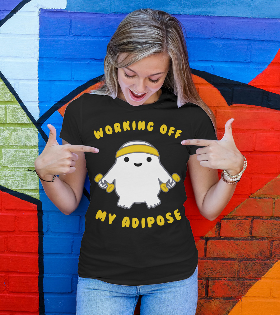 Working Off My Adipose Cute Exercise Alien With Dumbbells T-Shirt