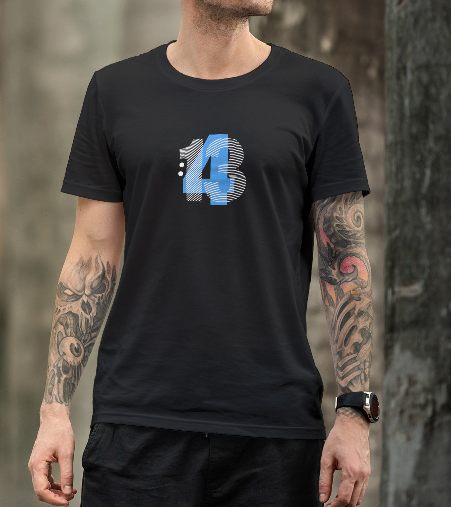 413 Blue And White Striped Number T-Shirt