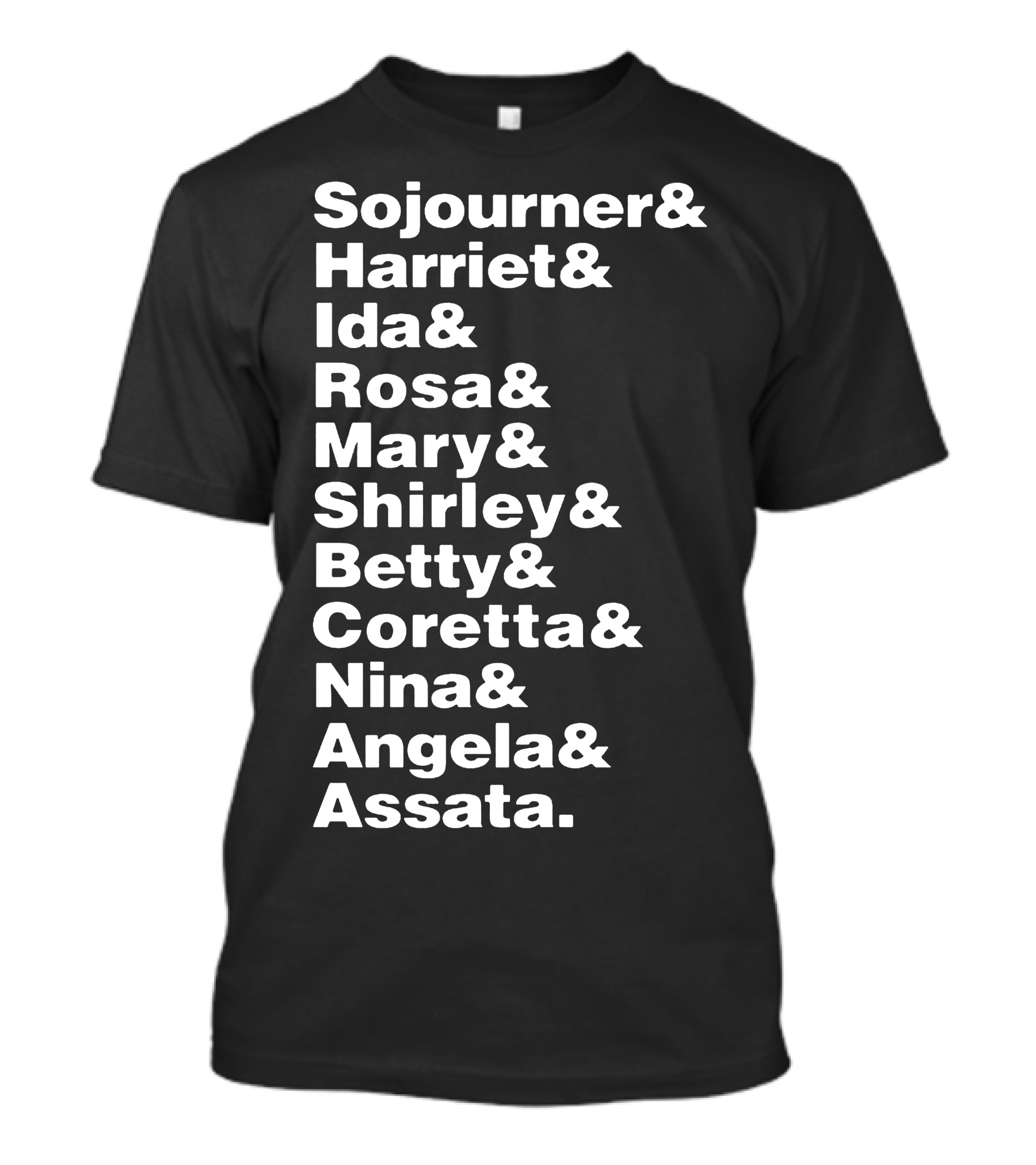 Sojourner Harriet Ida Rosa Mary Shirley Betty Coretta Nina Angela Assata Audacious Women In T-Shirt
