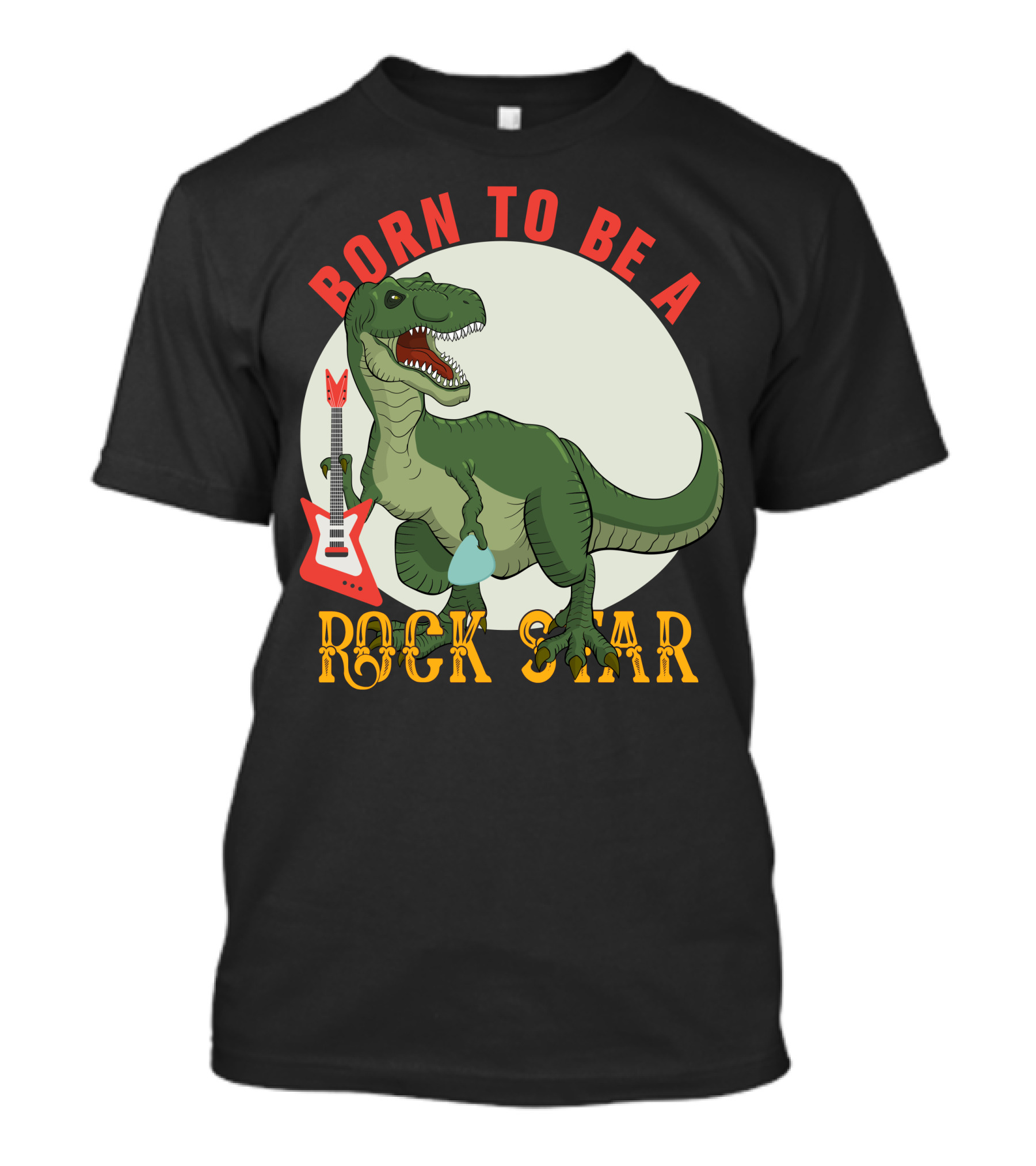 Born To Be A Rock Star Dinosaur With Red Guitar T-Shirt