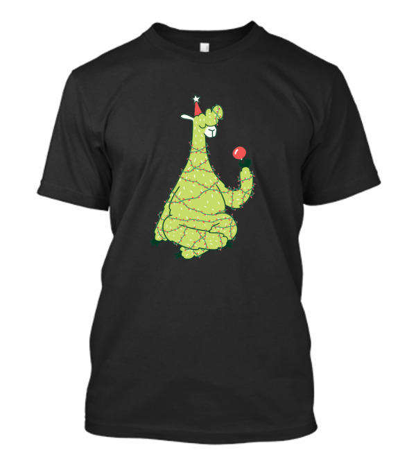 Christmas Tree Llama Weihnachtsbaum Holiday Lights T-Shirt