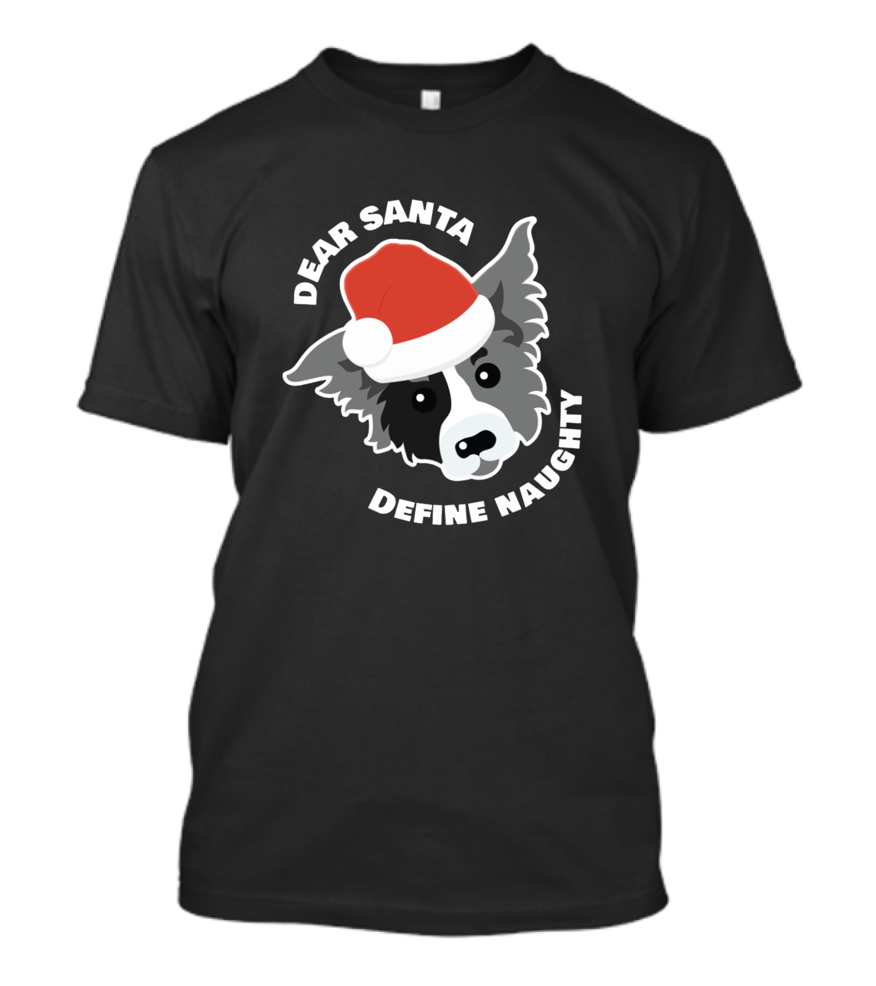 Dear Santa Define Naughty Border Collie Santa Hat T-Shirt