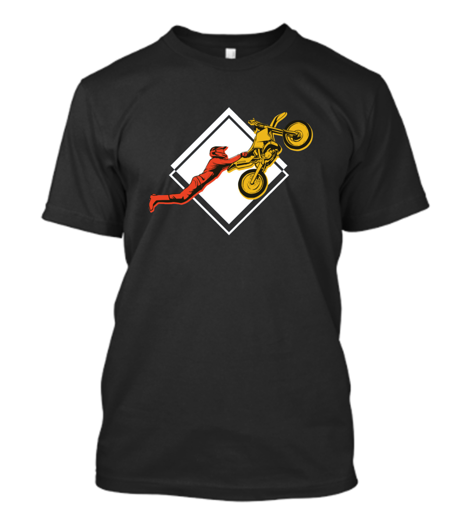 Dirt Bike Acrobatic Rider Jumping Stunt In Red And Yellow Gear T-Shirt