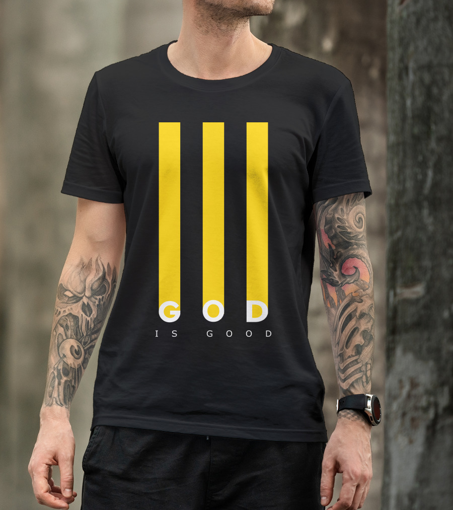 God Is Good Vertical Yellow Bars Iconic Representation T-Shirt