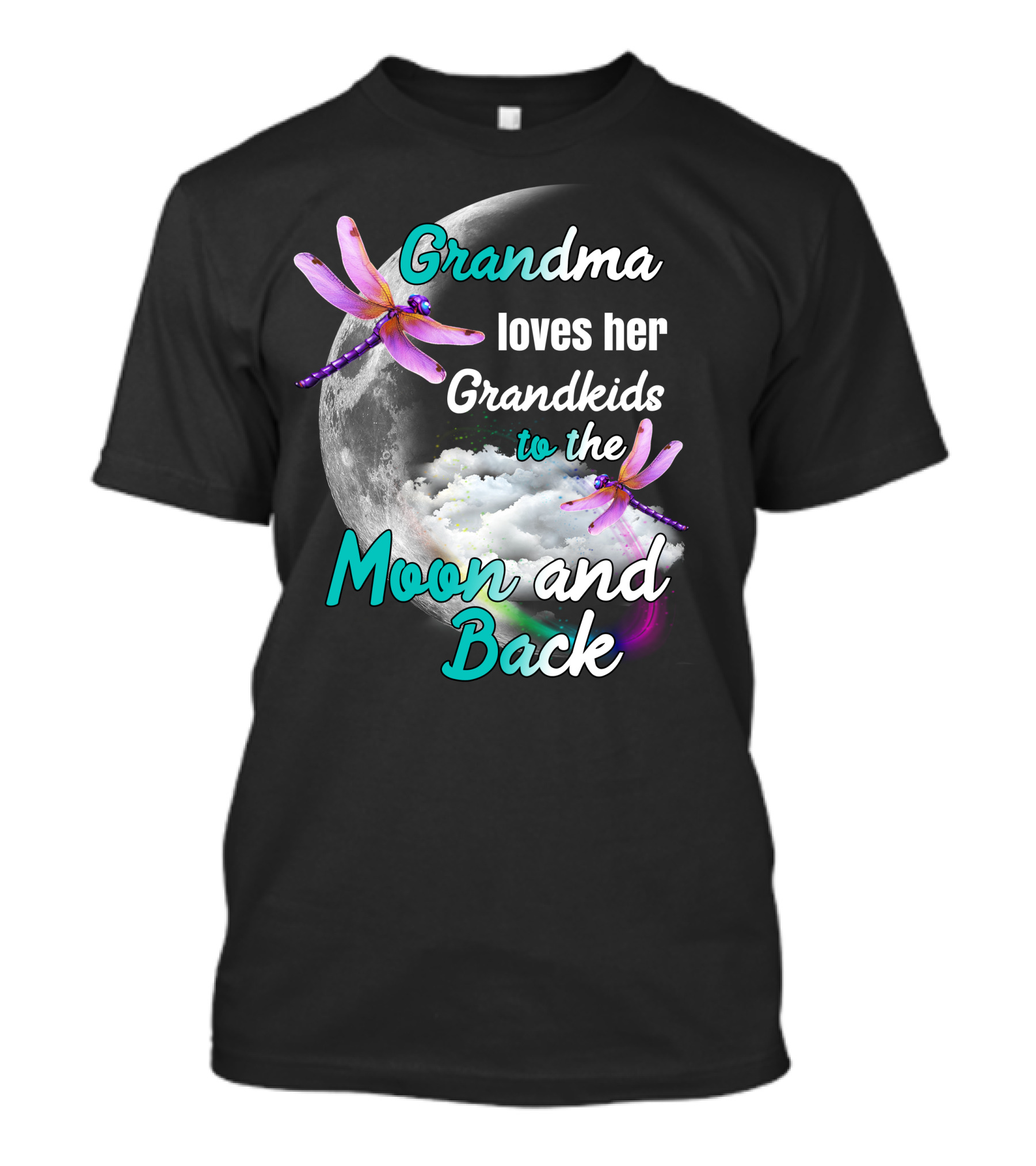 Grandma Loves Her Grandkids To The Moon And Back With Dragonfly Accents T-Shirt