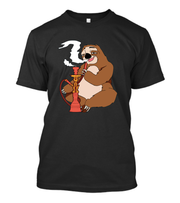 Hookah Smoking Sloth Relaxed Cartoon Vibe T-Shirt