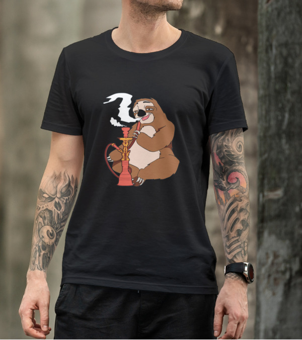 Hookah Smoking Sloth Relaxed Cartoon Vibe T-Shirt