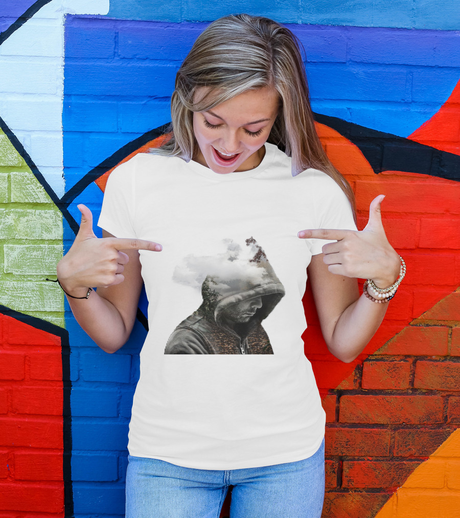 Over Thinking Cloudy Hooded Mood T-Shirt