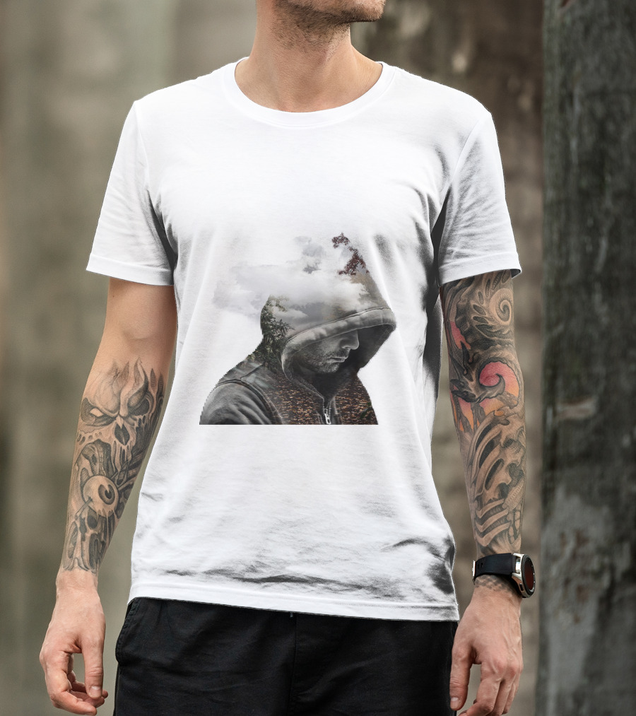 Over Thinking Cloudy Hooded Mood T-Shirt