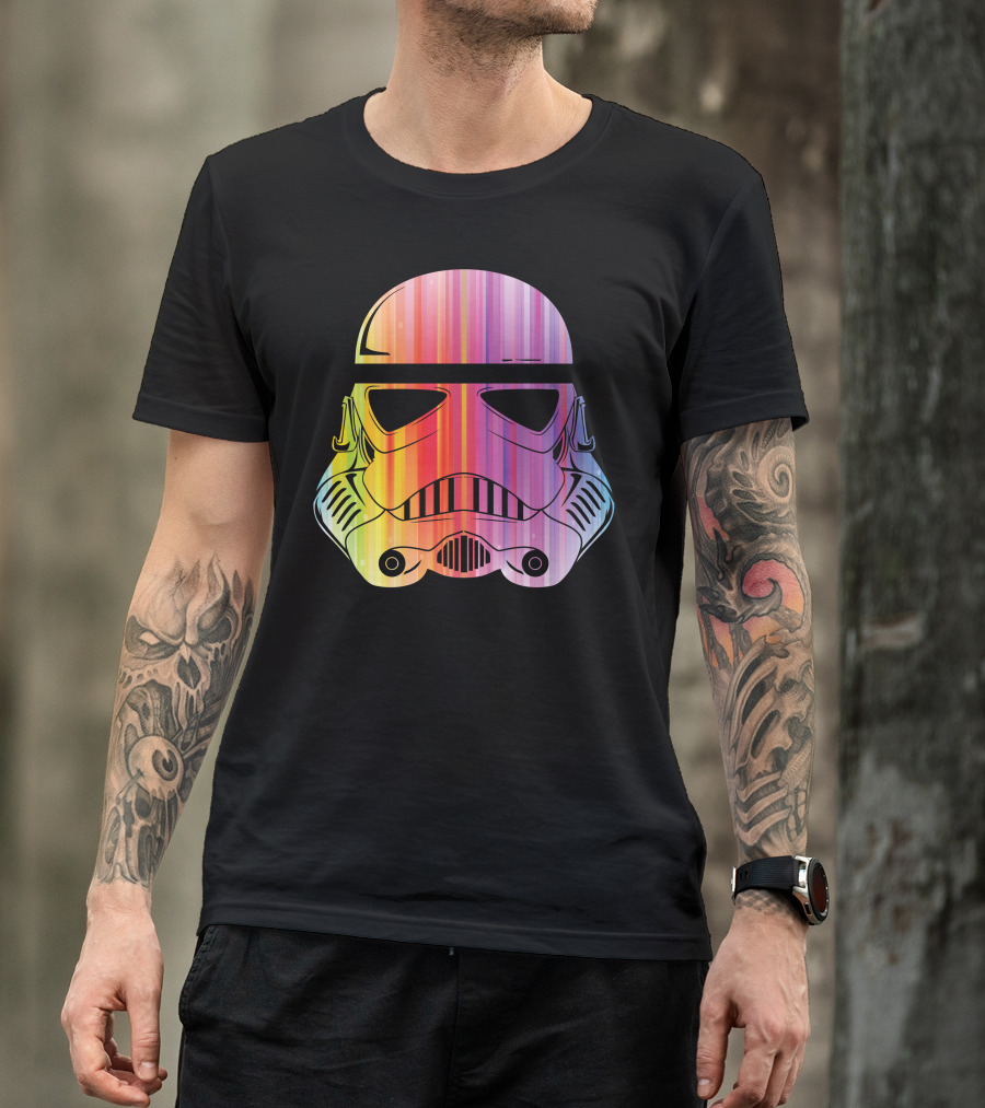 Rainbow Stripes Trooper Helmet T-Shirt