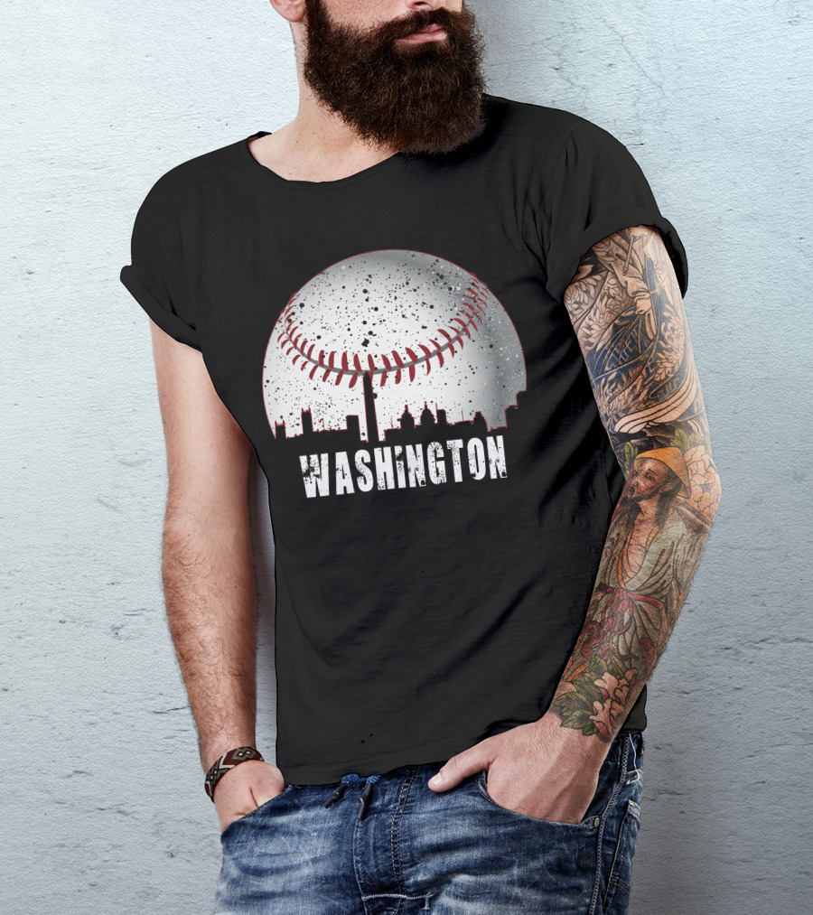 Washington Baseball City Skyline Moon T-Shirt
