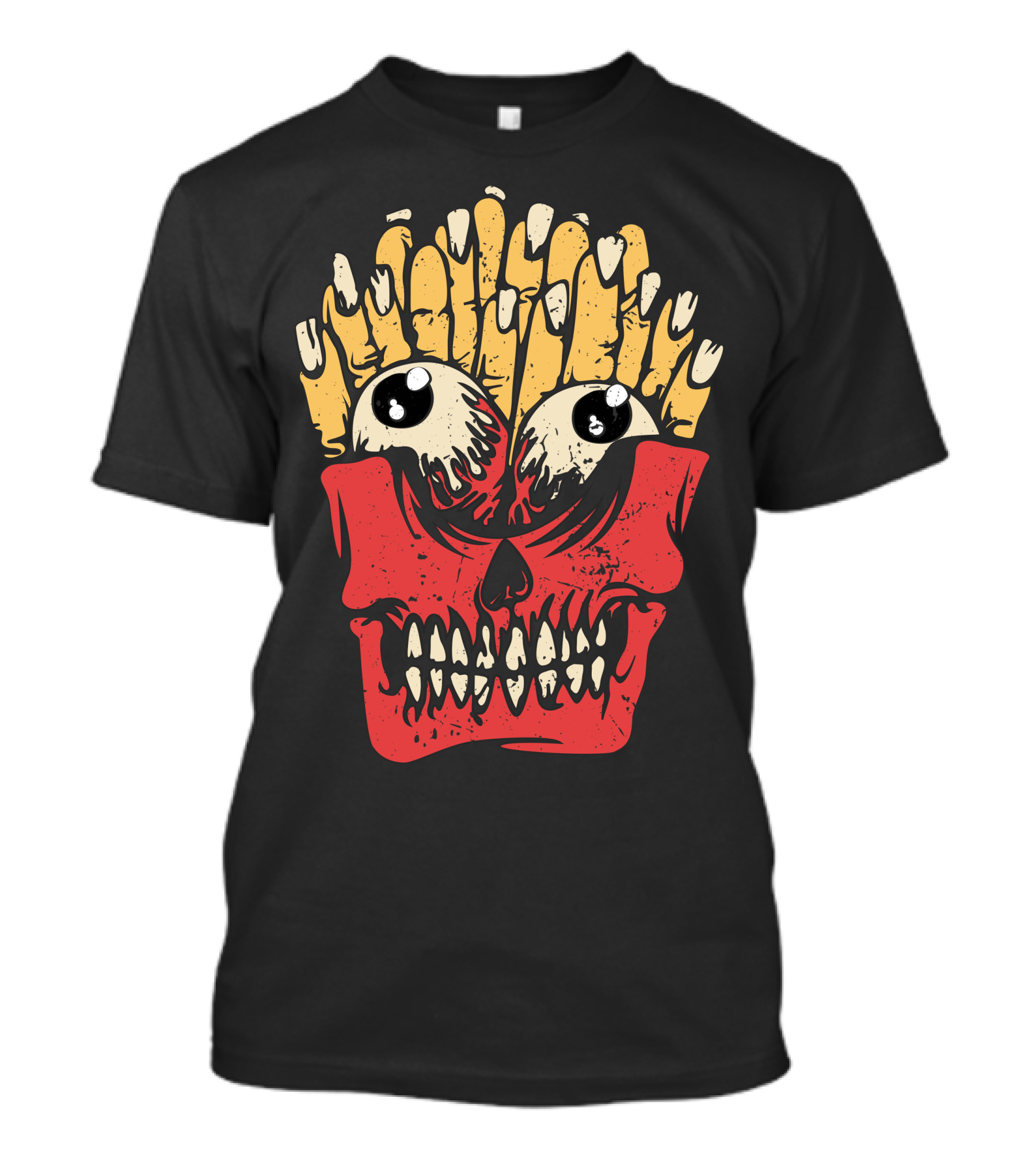 Zombie Finger Potatoes Skull With Fry Hair And Big Eyes T-Shirt